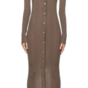 REMAIN Birger Christensen Wool Taupe Buttoned Midi Dress Size 2 34 Small New NWT